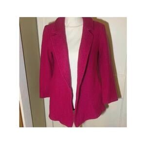 Rachel Zoe Wool Blend Magenta Blazer Jacket Womens Small Open Front Long Sleeve